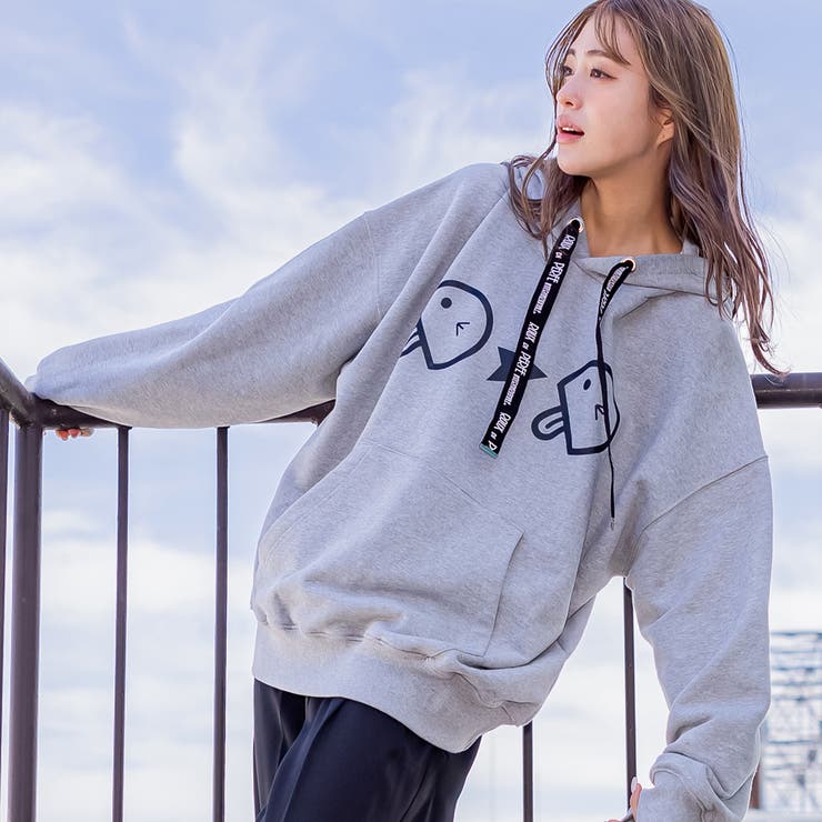 フロントベーマークロゴ紐フードパーカー ビッグシルエット プルオーバー | Felt Maglietta | 詳細画像6 