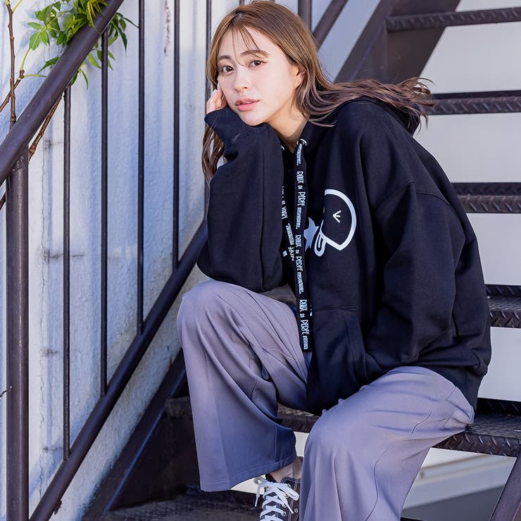 フロントベーマークロゴ紐フードパーカー ビッグシルエット プルオーバー | Felt Maglietta | 詳細画像7 