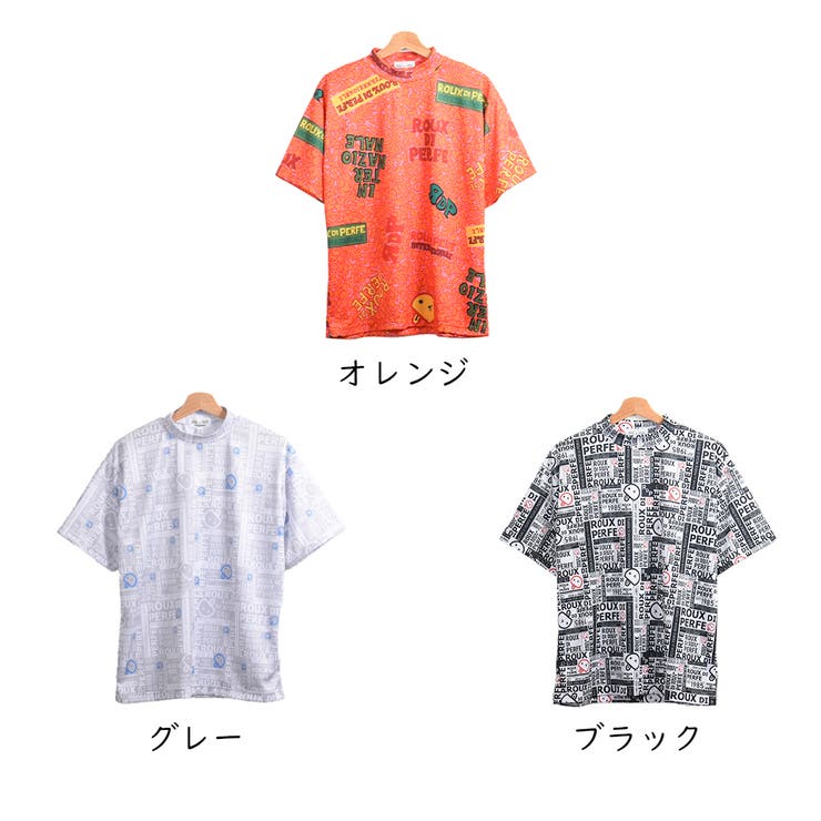 日本製 総柄モックネックＴシャツ プチネック | Felt Maglietta | 詳細画像1 