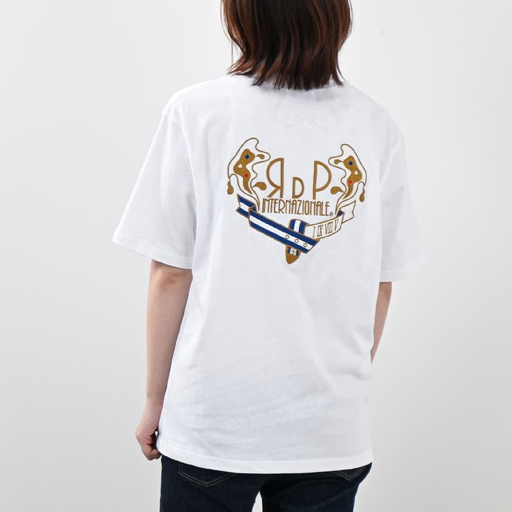 ホワイト | ゴールド刺繍Tシャツ バックロゴ 夏服 | Felt Maglietta