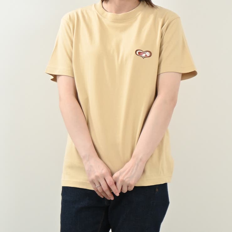 ベージュ | ハートRDP＆べーちゃん刺繍Ｔシャツ ユニセックス カジュアル | Felt Maglietta
