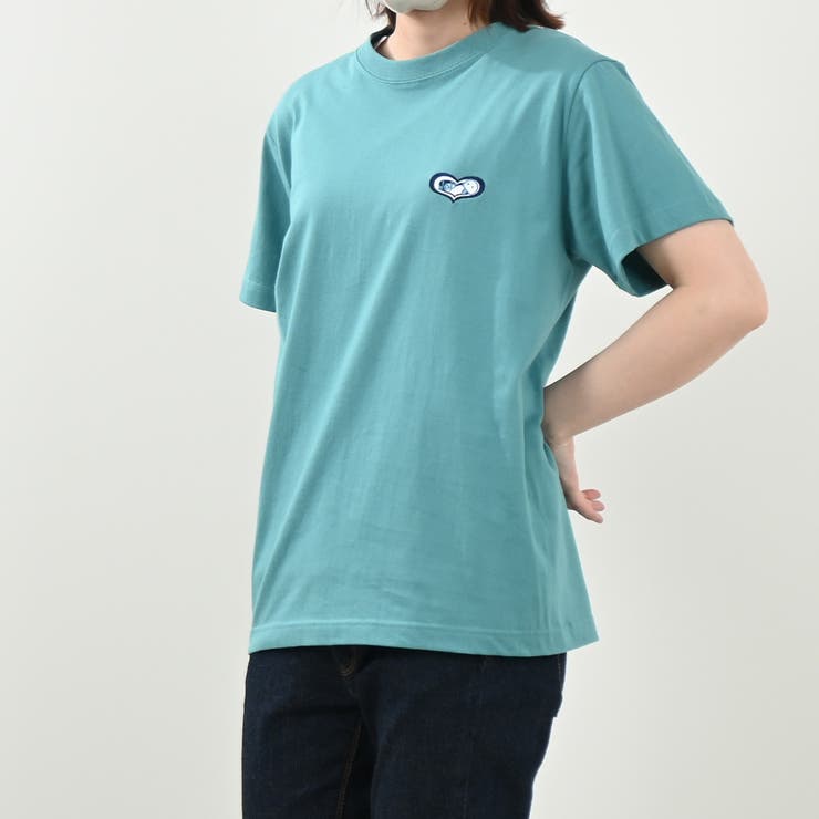 ブルーグリーン | ハートRDP＆べーちゃん刺繍Ｔシャツ ユニセックス カジュアル | Felt Maglietta