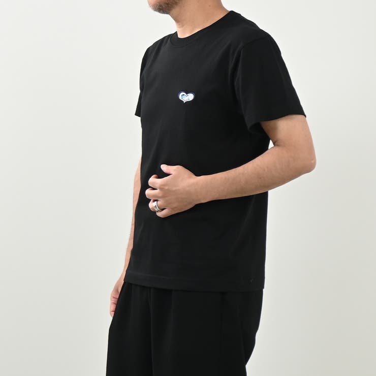 ブラック | ハートRDP＆べーちゃん刺繍Ｔシャツ ユニセックス カジュアル | Felt Maglietta