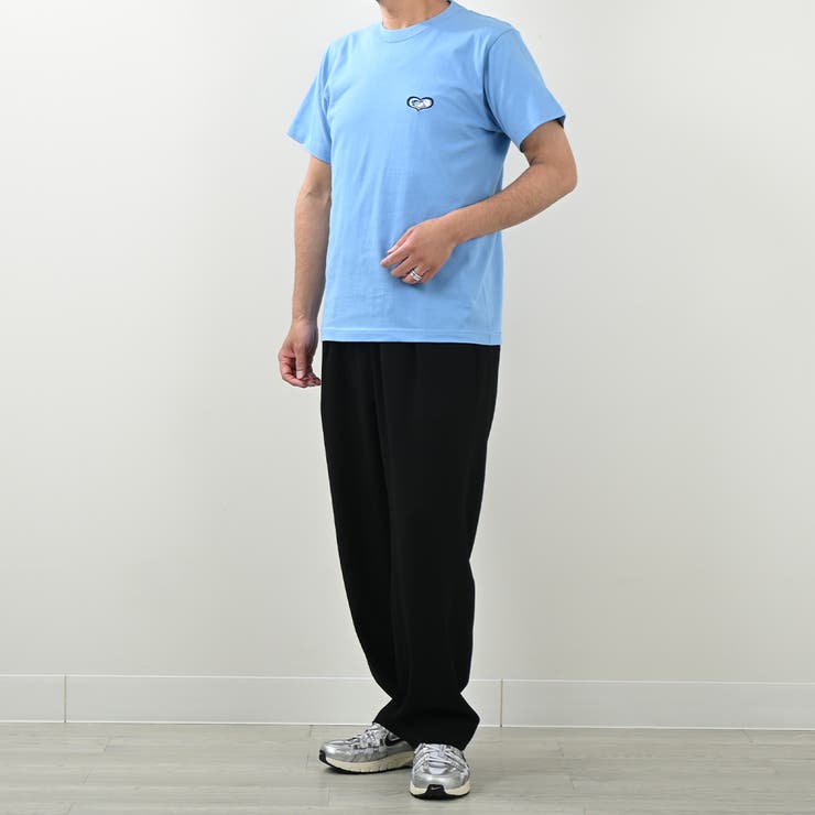 ブルー | ハートRDP＆べーちゃん刺繍Ｔシャツ ユニセックス カジュアル | Felt Maglietta