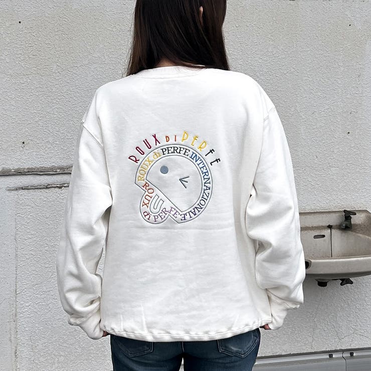 オフホワイト×レインボー | レインボー＆ロゴ刺繍トレーナー ユニセックス ストリート | Felt Maglietta