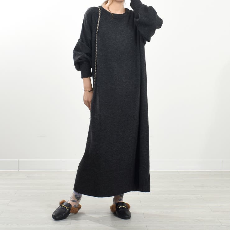 RBTヤーンニットワンピース セーター ロングワンピース[品番 