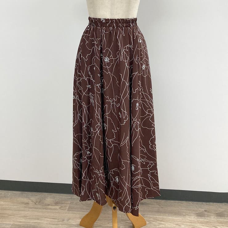 モダン花柄マキシスカート さらっと落ち感 フレア | Felt Maglietta | 詳細画像8 