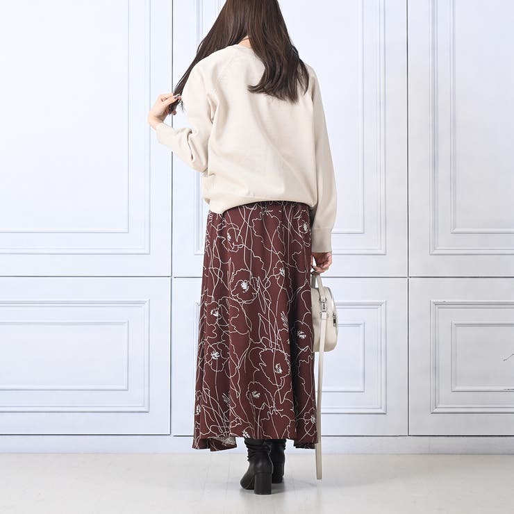 モダン花柄マキシスカート さらっと落ち感 フレア | Felt Maglietta | 詳細画像4 