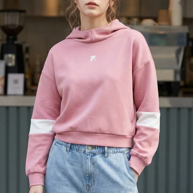 ショート丈パーカー ダンボールニットフーディ レディース | FILA | 詳細画像1 