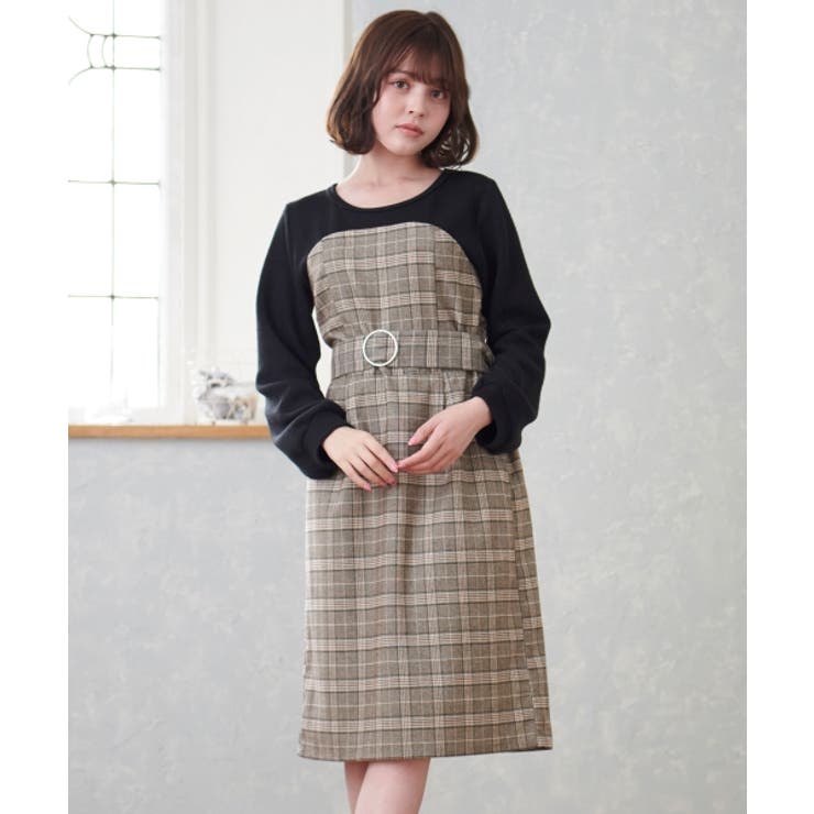MAJESTIC LEGON】チェックドッキングワンピース[品番：FINW0000333 