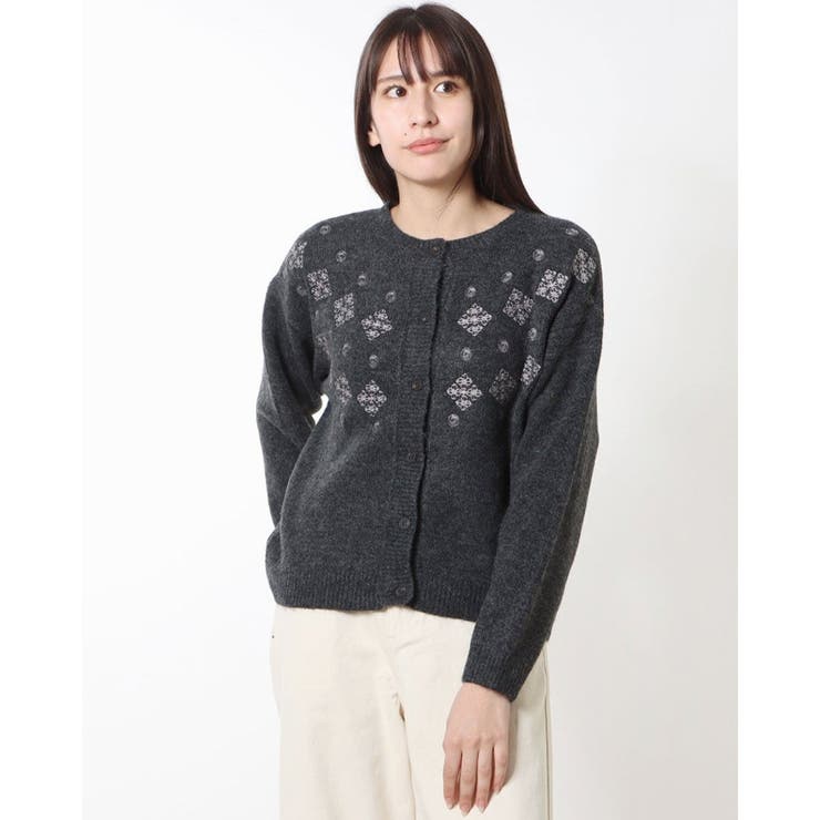 MORABITO 刺繍入りベージュカーディガン 40サイズ新品未使用 サマーニットカーディガン（カーディガン/ボレロ）｜select MOCA