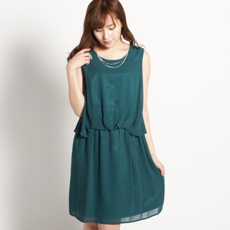 フロントインデザイン2連ストーンネックレス付きワンピース お呼ばれ 結婚式 披露宴 品番 Finw Fine ファイン のレディースファッション通販 Shoplist ショップリスト