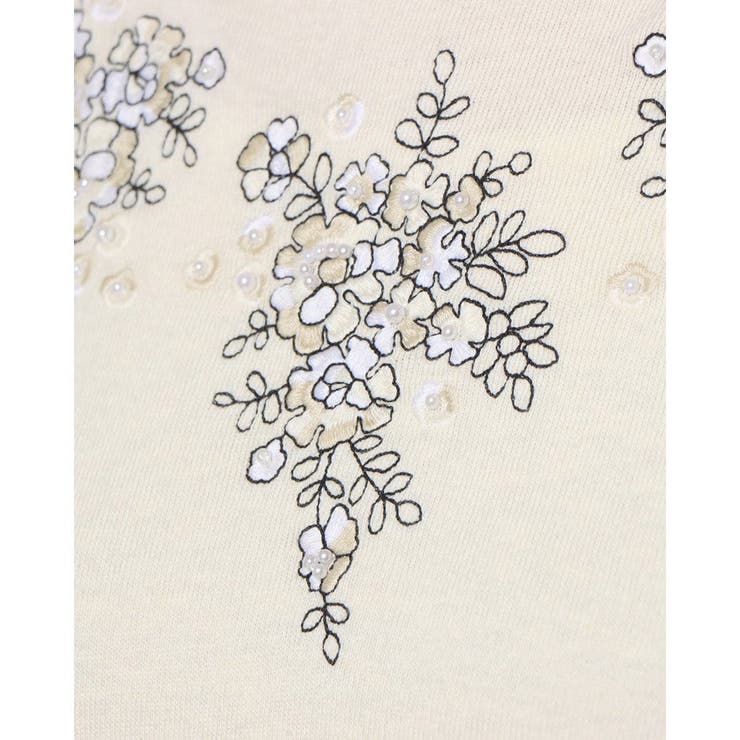 CHRISCELIN】花柄刺繍ニットチュニック[品番：FINW0006012]｜FINE