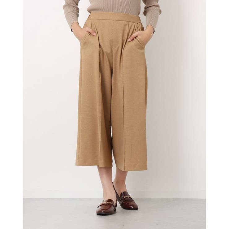 ピンクリネンワイドルーズクロップドパンツ　B3990