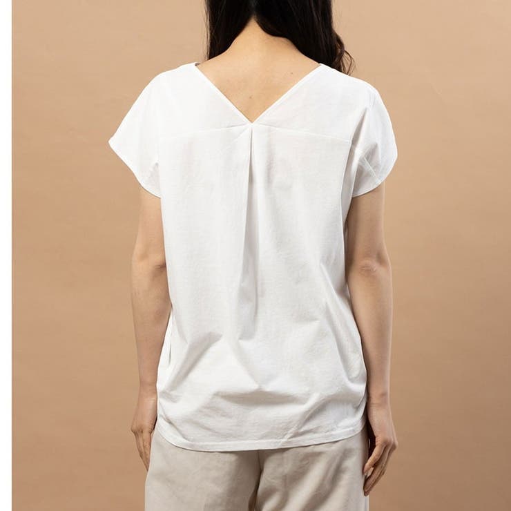 【Perle Peche】シルケットバックタックVネックカットソー | FINE  | 詳細画像2 