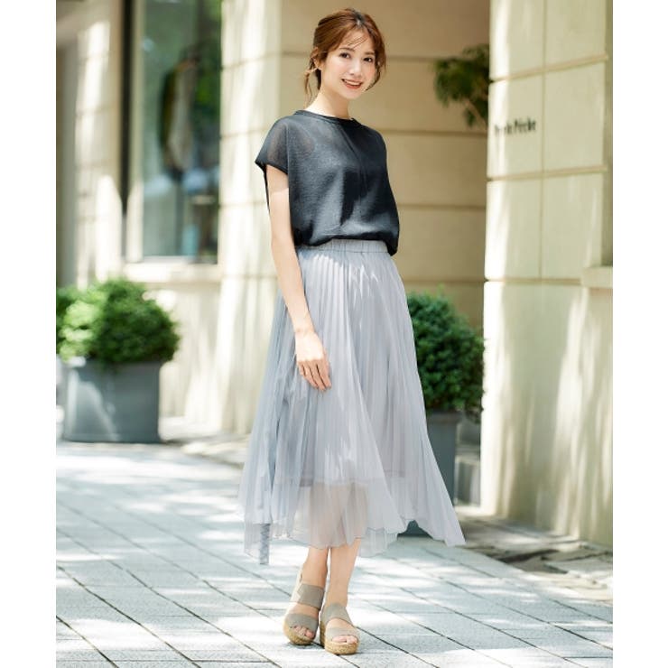 Perle Peche】チュールイレヘムプリーツスカート[品番：FINW0000448