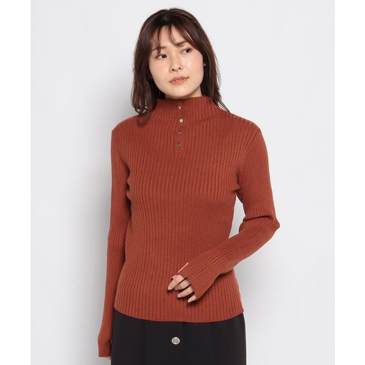 レンガ | ワイドリブサムホールボトルネックプルオーバー | FINE