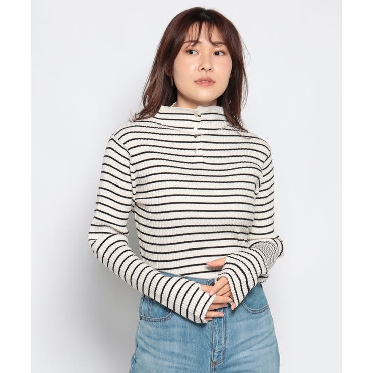 オフ | ワイドリブサムホールボトルネックプルオーバー | FINE