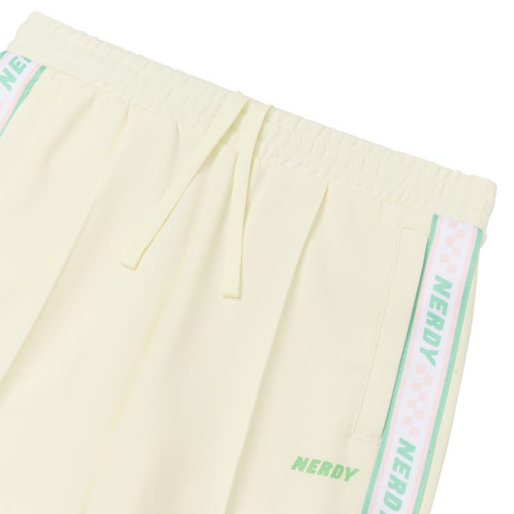 ☆NERDY☆ Checkerboard Tape Track Pants Cream セール】NERDY チェッカーボードテープトラックハーフパンツ