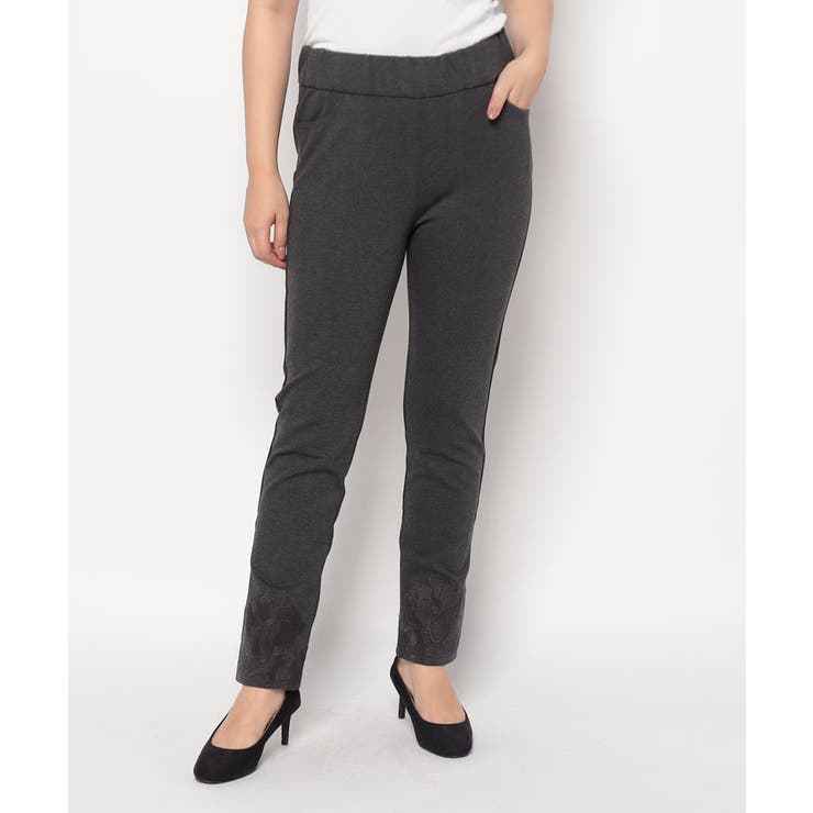 2025AW⭐️スーパービューティー⭐️裾レース×リボン使い 裏起毛パンツ