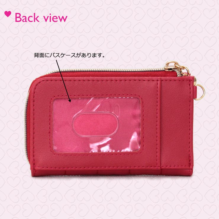 RED ピンク 財布・ケース ピンクショートケーキなL字ファスナーコンパクト財布（牛革製
