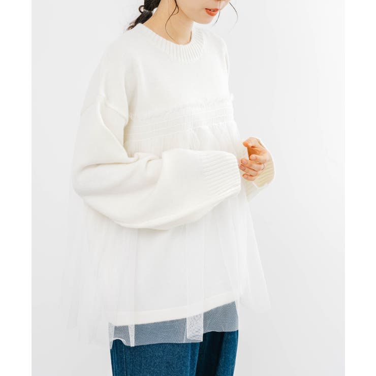 refinedworks】トレンド☆モチモチチュール重ねプルオーバー[品番