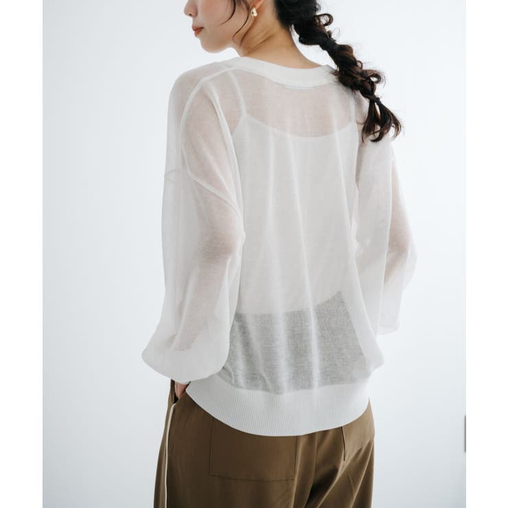 【refinedworks】透け感を楽しむ。クルーネックシアーカーディガン！ | refinedworks | 詳細画像3 