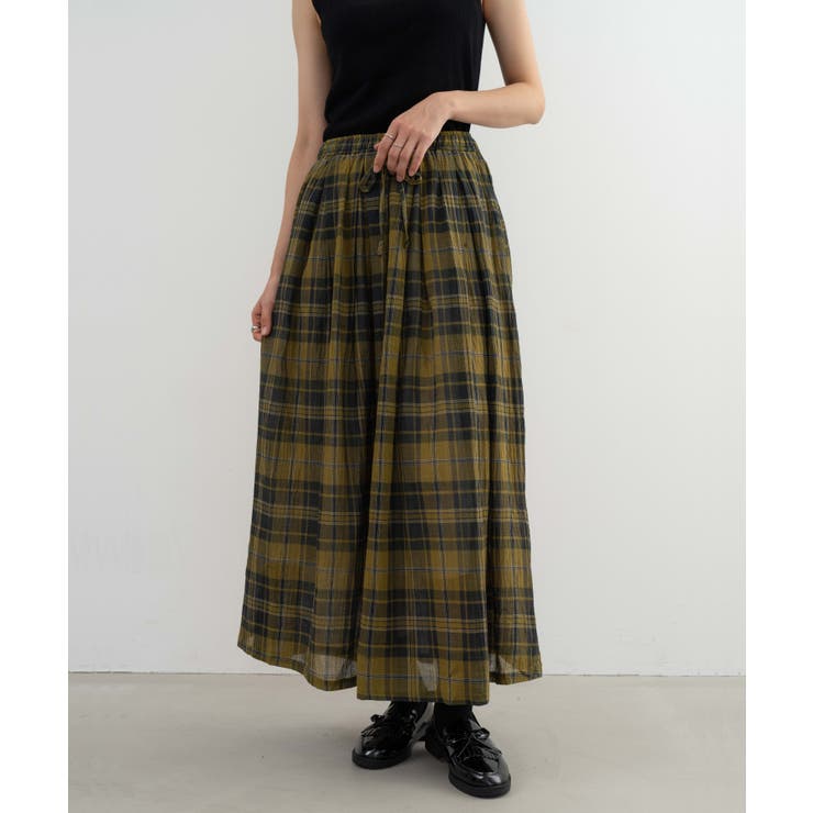 refinedworks】軽やかに秋を先取り！チェックロングスカート[品番
