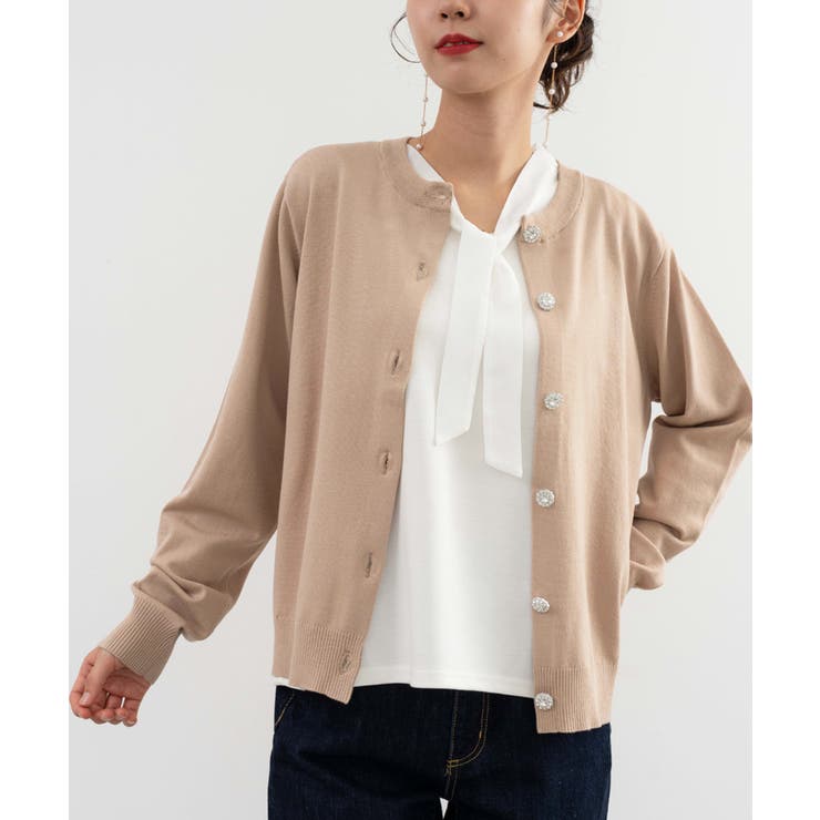 ベージュ | 【ANNA LUNA】ビジューボタンカーディガン | ANNA LUNA