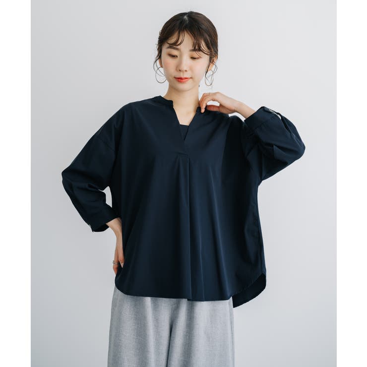 ANNA LUNA】インナーを気にせず着られるスキッパーシャツブラウス