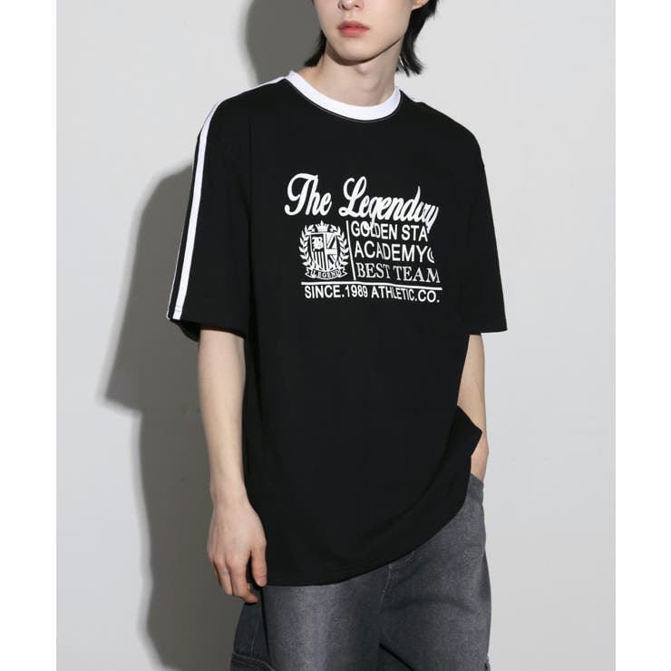 【公式】FOLLOWIN [2024SS] [UNISEX]スポーティレタリング配色トラック半袖Tシャツ 通販 服 バーガンディ SHOPLIST/ショップリスト