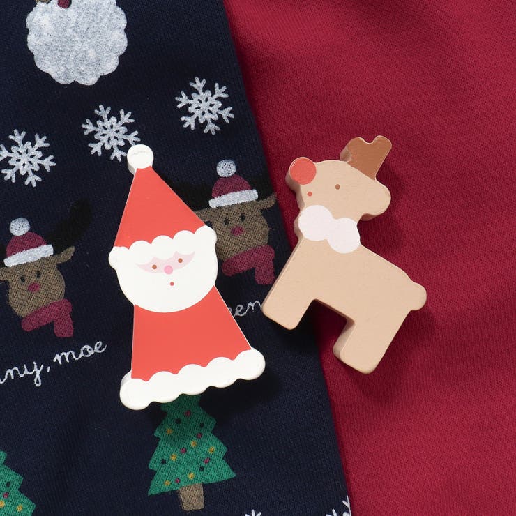 クリスマス)積み木オブジェ サンタさんとトナカイ[品番：FOKK0018313