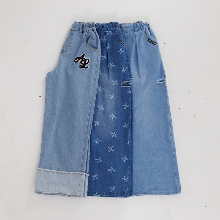 DOUBLE.B デニム風ワッペントレーナー &パンツセット130cm DOUBLE.B デニム風ワッペントレーナー &パンツセット130cm 楽天