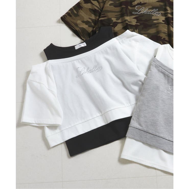オフホワイト | ラインストーンロゴレイヤード風Tシャツ | F.O.Online Store