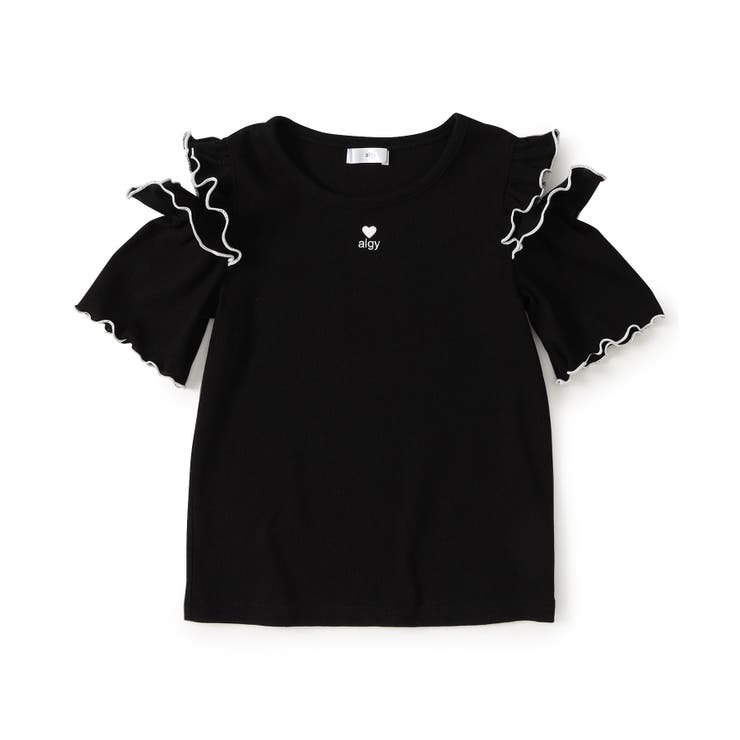 ブラック | 肩あきフリルリブT | F.O.Online Store