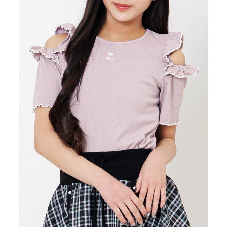 ピンク | 肩あきフリルリブT | F.O.Online Store