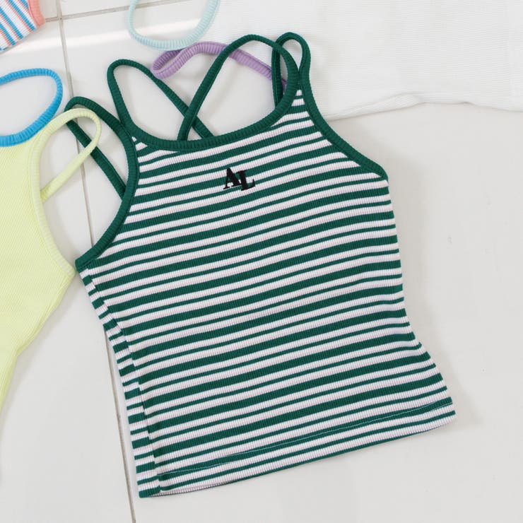 グリーン | マルチボーダータンタケリブキャミ | F.O.Online Store