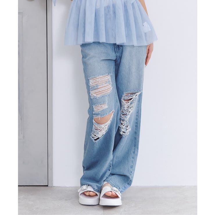 サックス | バックロゴワイドフレアパンツ | F.O.Online Store
