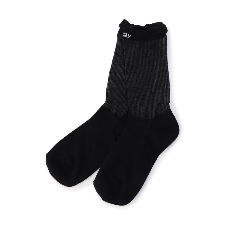 ブラック | ハリヌキシースルークルーソックス | F.O.Online Store
