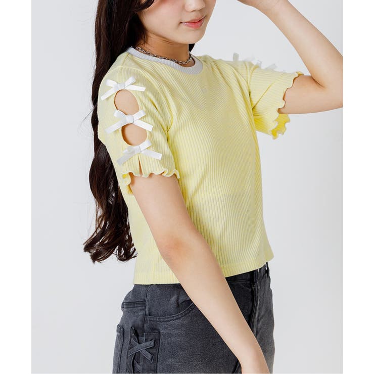 イエロー | ラメテレコりぼんT | F.O.Online Store