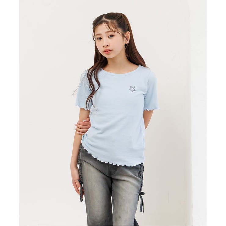 サックス | 【puchily プチプラライン】フリルリブT | F.O.Online Store