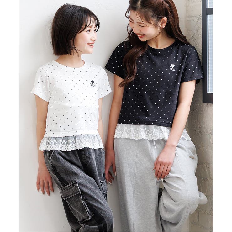 ブラック | 【puchily プチプラライン】レースドッキングドットT | F.O.Online Store