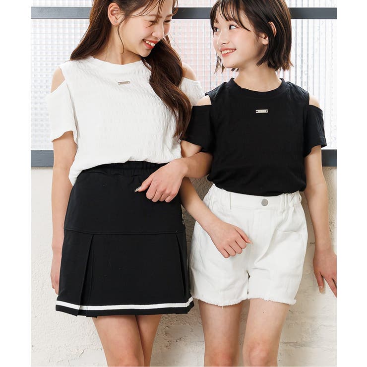 ブラック | 【puchily プチプラライン】シャーリング肩あきT | F.O.Online Store