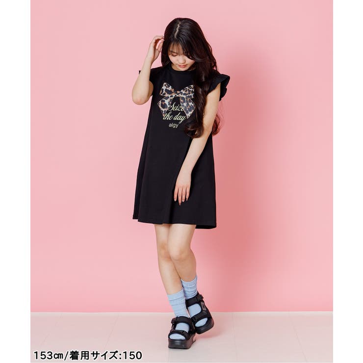 ヒョウガラりぼんフレンチスリーブTワンピ | F.O.Online Store | 詳細画像4 
