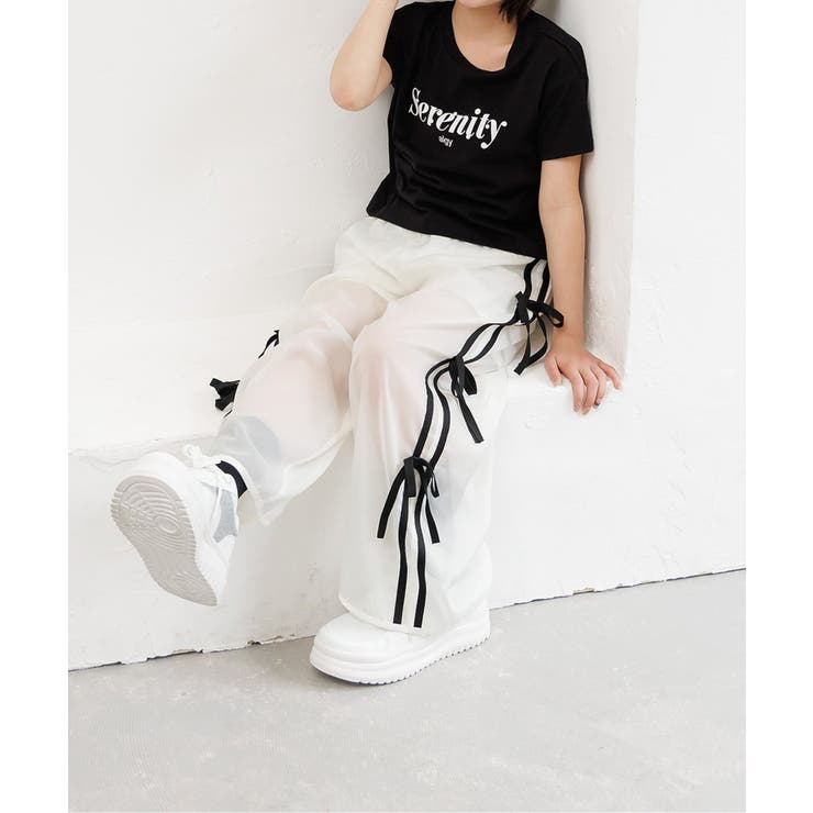 オフホワイト | サイドラインりぼんシアーパンツ | F.O.Online Store