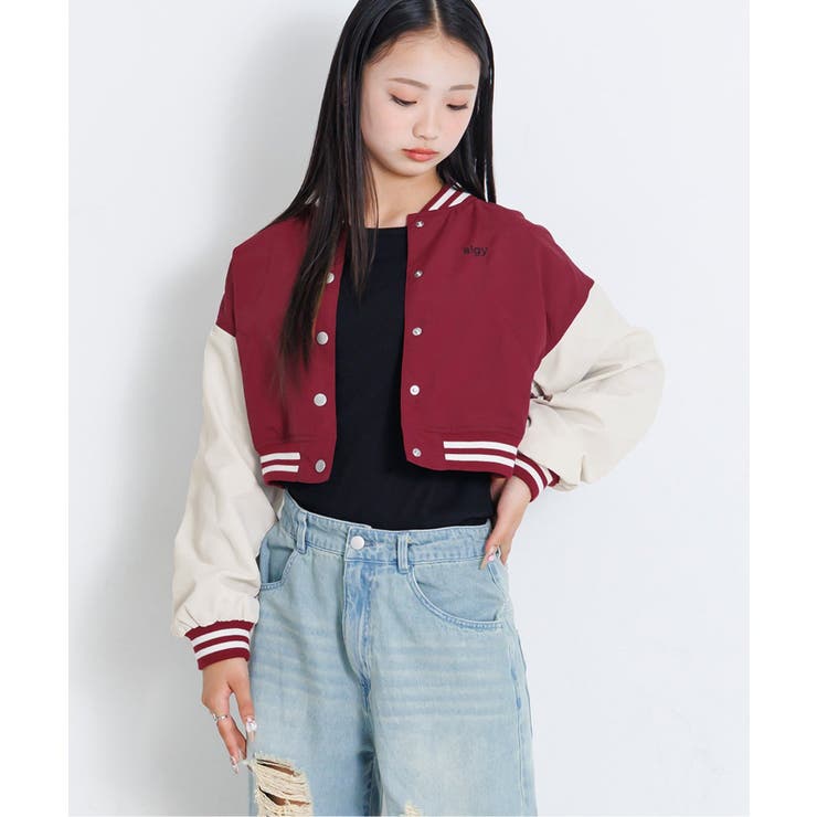 エンジ | クロップドスタジャン | F.O.Online Store