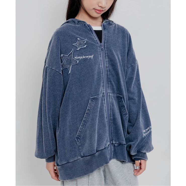 ブルー | スターアップリケBIGパーカー | F.O.Online Store