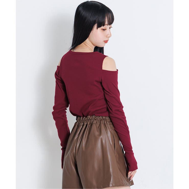 エンジ | 肩あきリブロンT | F.O.Online Store