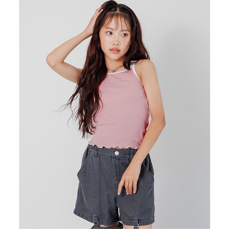 ピンク | パッド付きシルバーシシュウキャミ | F.O.Online Store