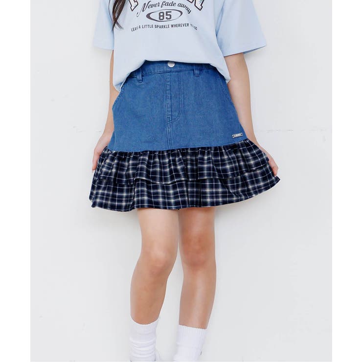 サックス | チェックフリルスカパン | F.O.Online Store